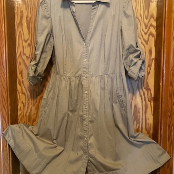 Smart and Simple Olive Drab Dress With Pockets - Picture 1 of 8